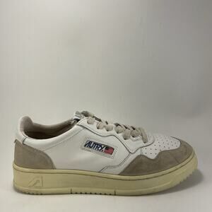 Autry Medalist Low Sneakers White Leather Beige Suede Mens Size 42 US 9 Retro